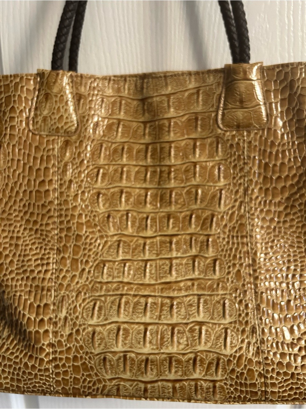 Big Buddha Croc-Embossed Tote in Mustard - Picture 2 of 7
